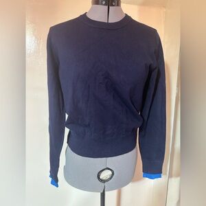 THE TEEN SPACE Colorblock Knit Sweater - Navy & Green Crewneck